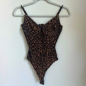 Bustier Tank Bodysuit in Leopard Camel